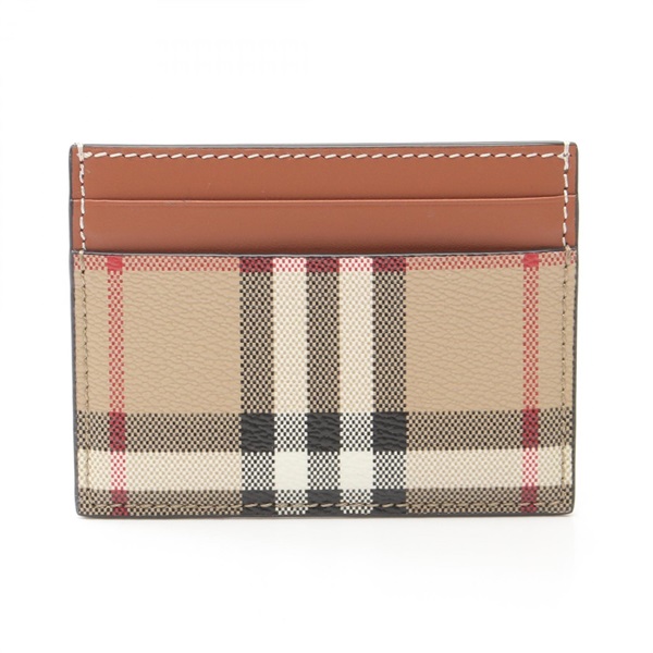 BURBERRY check Card Holder 8070418 canvas leather Beige Multicolor NEW Women