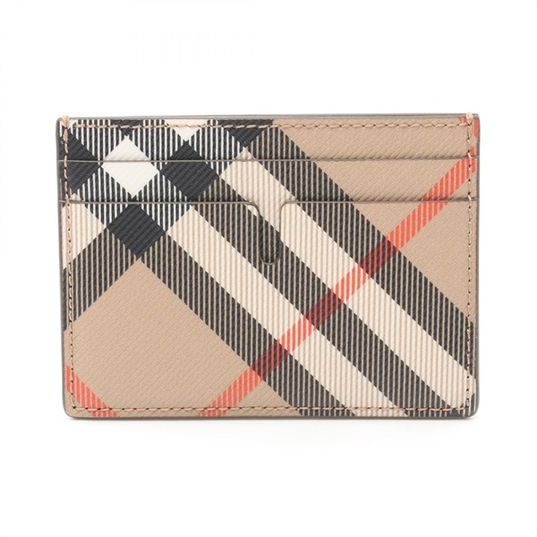 BURBERRY Check Slim Card Holder Case 8091914 PVC coated canvas Beige NEW Women