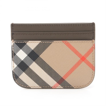 BURBERRY check Card Holder 8092722 canvas leather Beige Brown Multicolor NEW