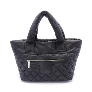 CHANEL Coco Cocoon Small Tote Bag A48610 Nylon leather Black Used SHW