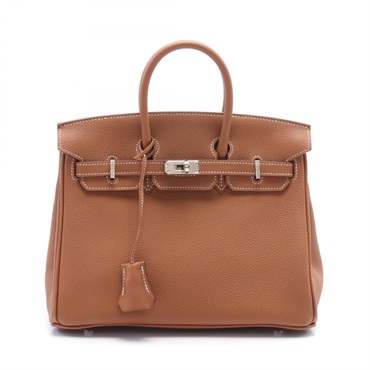 HERMES Birkin 25 Hand bag Togo leather SHW Gold Brown Used Women