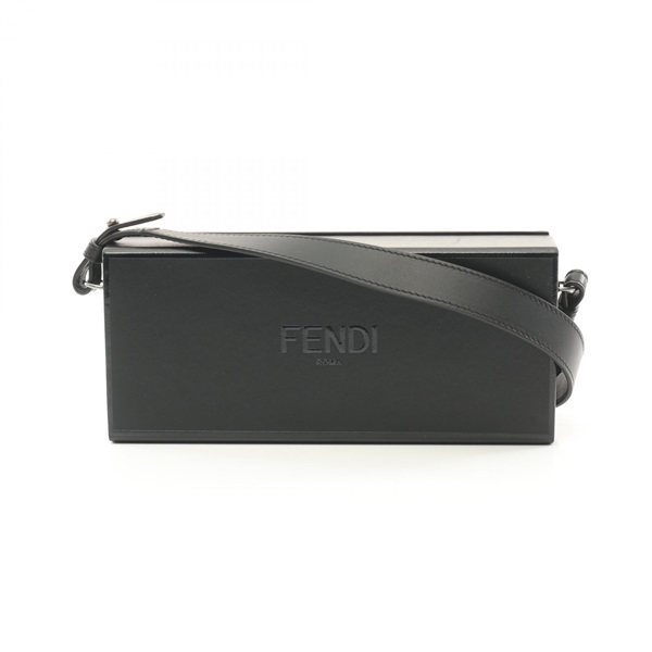 FENDI box crossbody Shoulder Bag 7VA520 leather Black Used Women logo