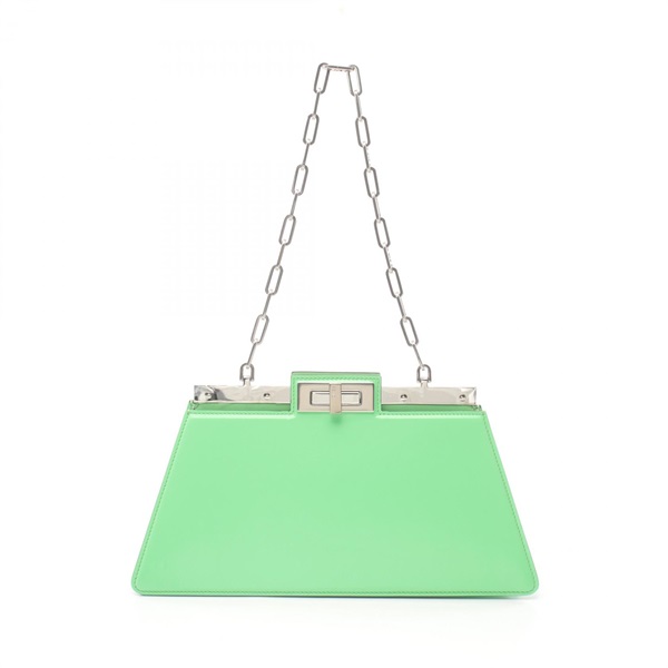 FENDI Peekaboo Cut Medium chain Shoulder Bag 8BN340 patent leather Green Used