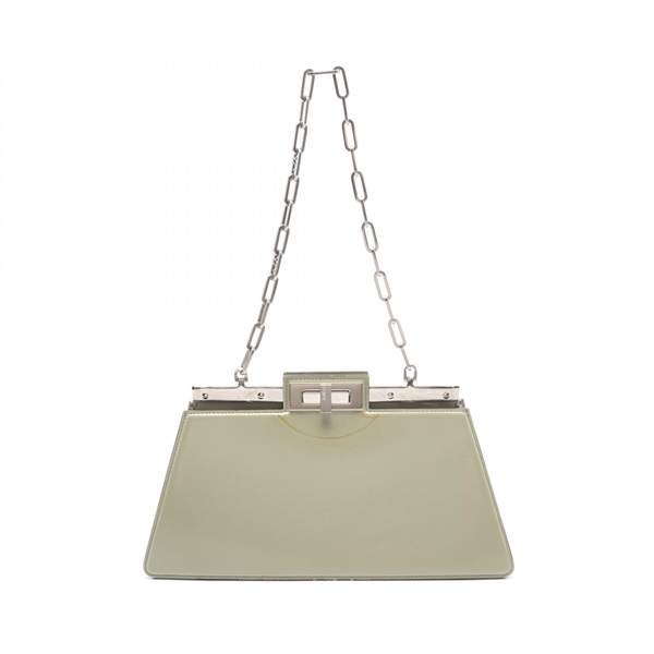 FENDI Peekaboo Cut Medium Chain Shoulder Bag 8BN340 leather Green Used Women