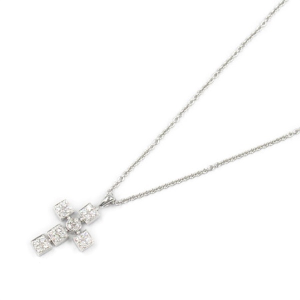 BVLGARI Lucia Latin Cross Necklace Pendant Diamond 18KWG White Gold Used women