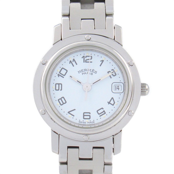 HERMES Clipper Wrist Watch CL4.210 Quartz Stainless Steel Used Women