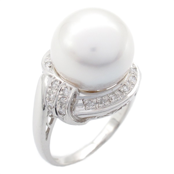 JEWELRY Pearl diamond Ring Pt900 Platinum White Used US size #5.75