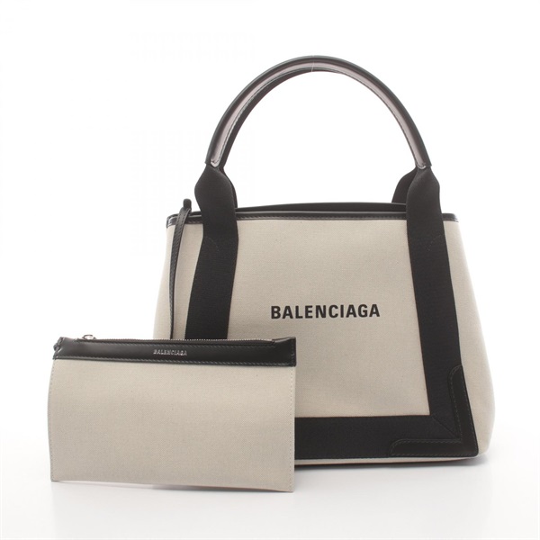 BALENCIAGA NAVY CABAS S Tote Bag 3399332HH3N9260 canvas Beige Black NEW Women