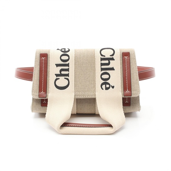 Chloe WOODY Waist bum belt bag CHC24AS681L1790U Fabric leather Beige Brown