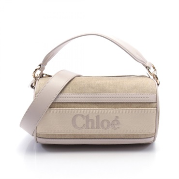 Chloe WOODY TUBE Hand bag CHC24AS682L17084 Fabric leather Beige Purple NEW Women