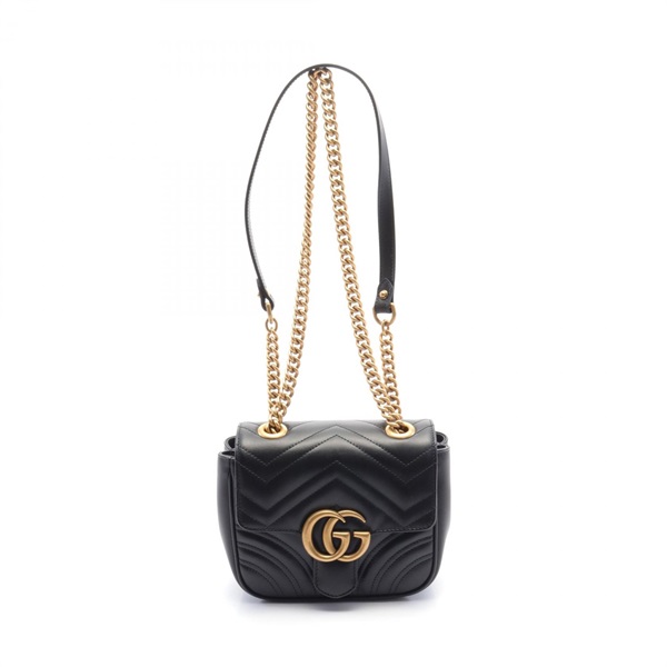 GUCCI GG Marmont Quilted Mini Shoulder Bag 739682AABZC1000 leather Black NEW