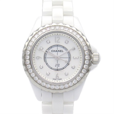 CHANEL J12 8P Diamond Bezel Wrist Watch H2572 Quartz ceramic Used Women