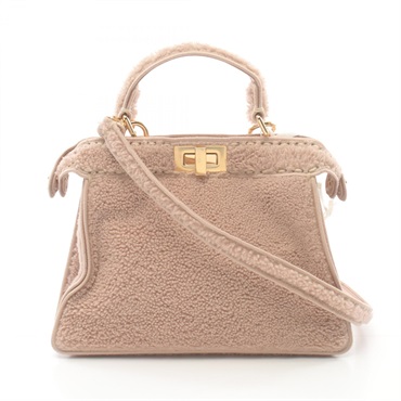 FENDI Peekaboo ISeeU Small Selleria Hand shoulder crossbody bag 8BN327 Mouton