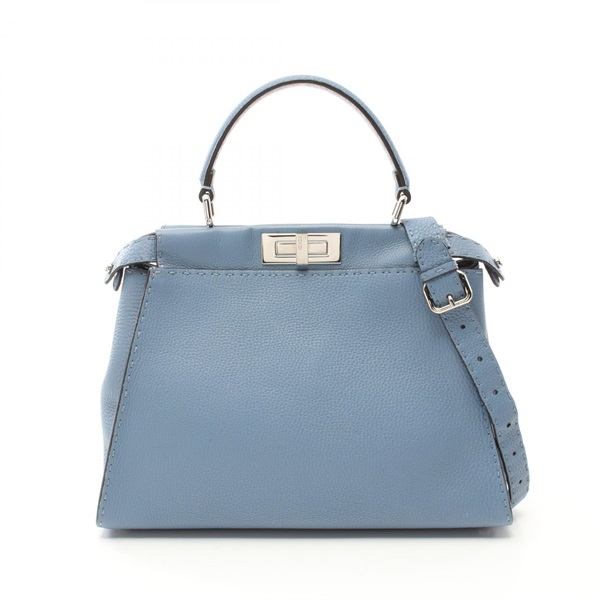 FENDI Peekaboo Regular Selleria 2way Handbag 8BN290 Q0J leather Blue Used Women