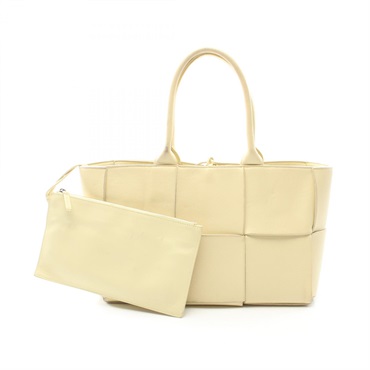 BOTTEGA VENETA Arco Maxi Intrecciato Tote Bag 652867 leather Yellow Used Women
