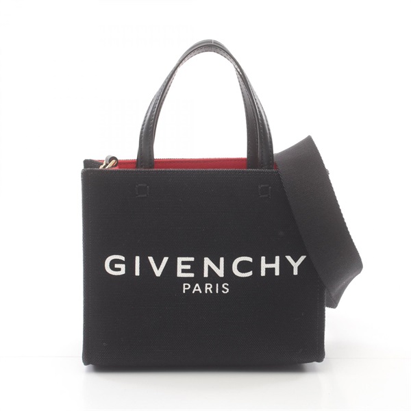 GIVENCHY G TOTE MINI 2way shoulder Handbag BB50N0B1F1 canvas leather Black Used