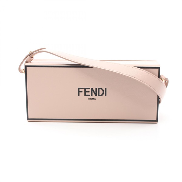 FENDI Box Horizontal Shoulder Bag crossbody 8BT340 leather Pink Used Women