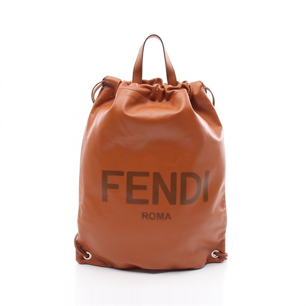 FENDI Rucksack Backpack 7VZ057 leather Brown Used Women logo