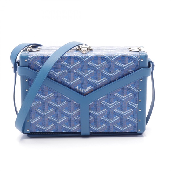 GOYARD Munaudiere Trunk Shoulder Bag PVC coated canvas leather Blue Used Women