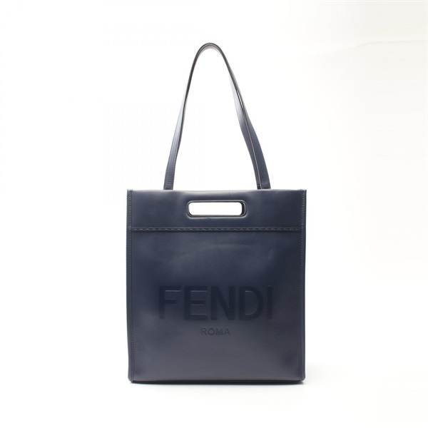 FENDI SHOPPING Tote Hand Bag 7VA481 leather Navy Used Women