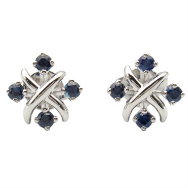 TIFFANY＆CO Jean Schlumberger lynn Pierced earrings Pt950 Platinum sapphire Blue