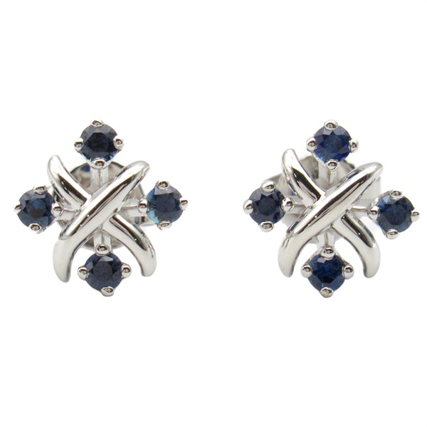 TIFFANY＆CO Jean Schlumberger lynn Pierced earrings Pt950 Platinum sapphire Blue