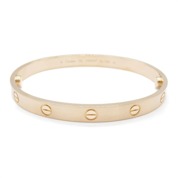 CARTIER Love Brushed Finish Bracelet B60799 18KPG Pink Rose Gold Used Women #18
