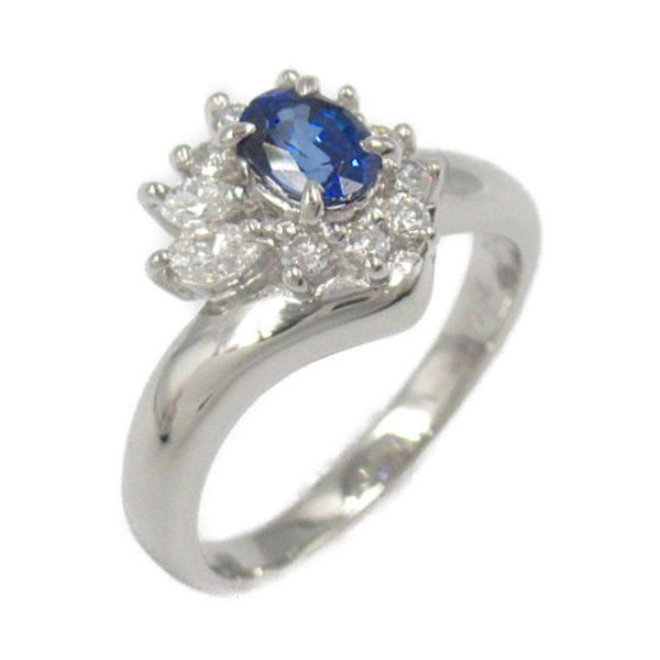 JEWELRY Sapphire diamond Ring Pt900 Platinum Clear Blue Used US#4.75