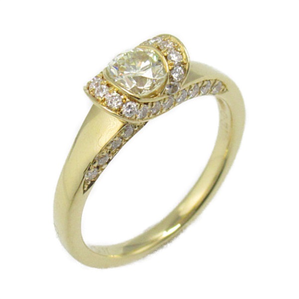 JEWELRY Diamond Ring K18 YG Yellow Gold Clear Used US#5.75