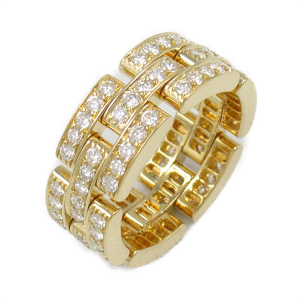 CARTIER MAILLON PANTHERE Full Diamond Ring K18 YG Yellow Gold Clear Used #55