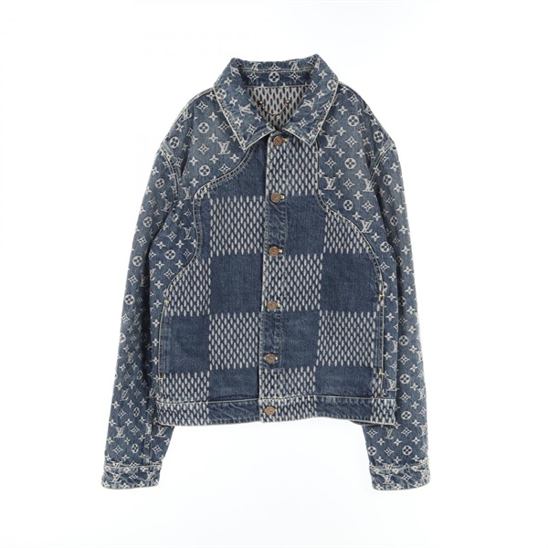 LOUIS VUITTON NIGO Giant Damier Waves Monogram Denim Jacket #50 HJA10WUZC cotton