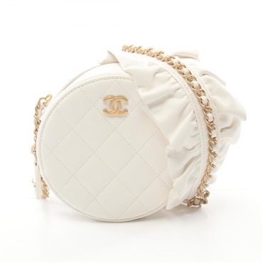 CHANEL Matelasse Mini chain Shoulder Bag AP1894 Lamb leather White Used Women CC