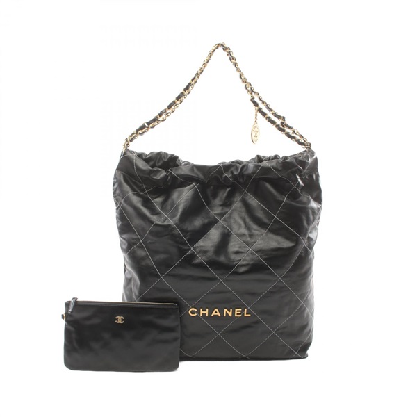 CHANEL Chain shoudler Tote Bag AS4486 leather Black Used Women GHW CC Coco