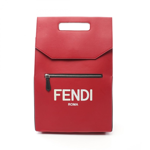 FENDI ROMA Rucksack Backpack 7VZ060 leather Red Used mens