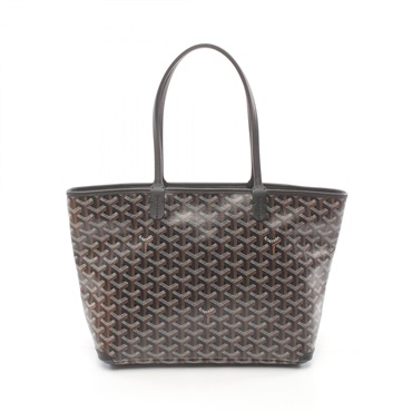 GOYARD Artois PM Tote Bag PVC coated canvas Black Brown White Used Women