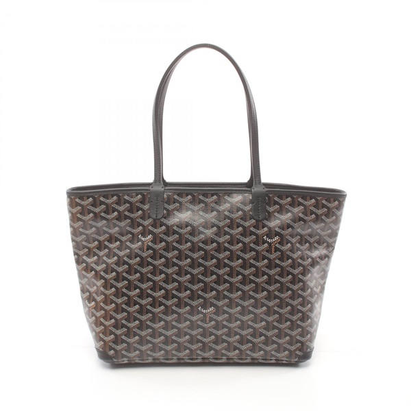 GOYARD Artois PM Tote Bag PVC coated canvas Black Brown White Used Women