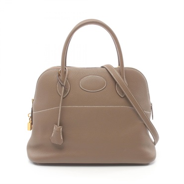 HERMES Bolide 31 Hand shoulder bag Y 073419CC Taurillon Clemence Etoupe Grey GHW
