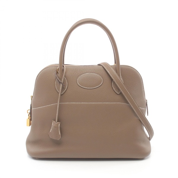 HERMES Bolide 31 Hand shoulder bag Y 073419CC Taurillon Clemence Etoupe Grey GHW