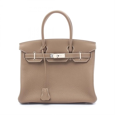 HERMES Birkin 30 Hand bag W 030520CK Taurillon Clemence Etoupe Grey Used SHW