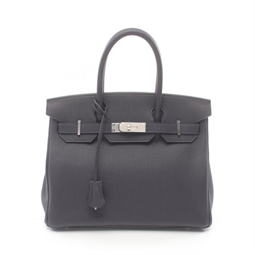 HERMES Birkin 30 Hand bag W 030520CK Togo leather Blue indigo SHW