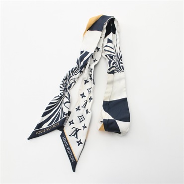 LOUIS VUITTON Bandeau BB Graphic Monogram Blazer Scarf MP2658 silk Navy Used LV