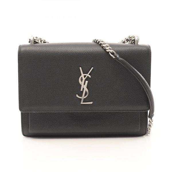 SAINT LAURENT Sunset chain Shoulder crossbody Bag 442906 leather Black Used