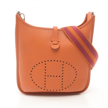 HERMES Evelyne 3 PM Shoulder crossbody Bag X Taurillon Clemence Orange Used SHW