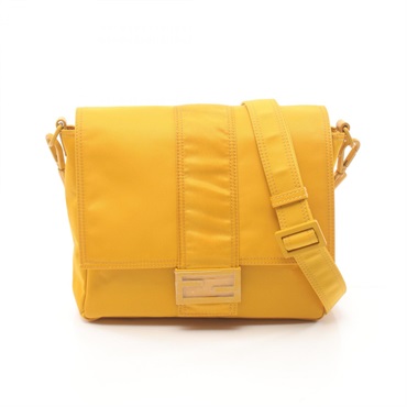 FENDI bucket messenger Shoulder Bag 7VA537 Nylon Yellow Used Women crossbody