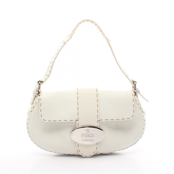 FENDI Selleria Shoulder Hand Bag 8BR407 leather White Used Women