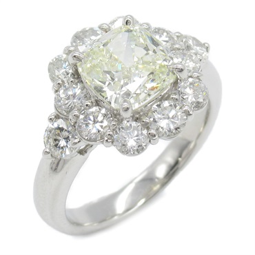 JEWELRY Diamond Ring Pt900 Platinum Yellow Clear Used US#5.75