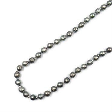 JEWELRY Pearl Necklace Silver 925 Black Used #85.5