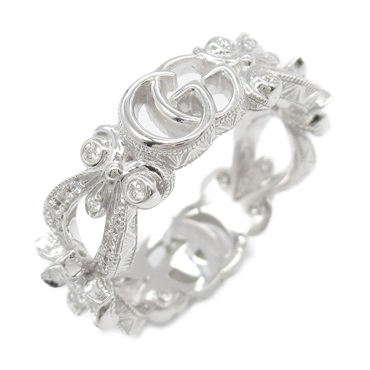 GUCCI Flora Flower Motif Diamond Ring #4.75 US size K18 White Gold Used