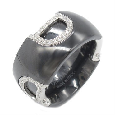 Damiani D icon Ring K18 WG White Gold Diamond Black ceramic Clear Used US#5