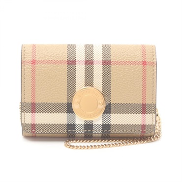 BURBERRY Vintage check coin purse wallet 8066057 canvas Beige Multicolor NEW